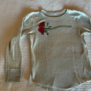 EcoZuZu Organic Cotton Long Sleeve Floral Graphic Tee Made in USA Size M